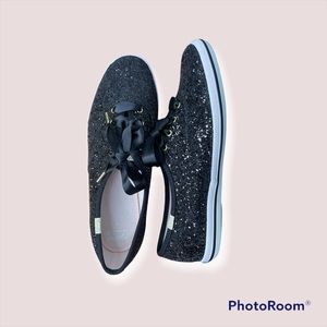 Keds X Kate Spade ♠️ sneakers black glitter special edition collaboration size 8